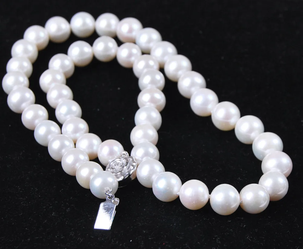 

Charming!8-9MM Natural White Akoya Cultured Pearl necklace AAA Grade /R065