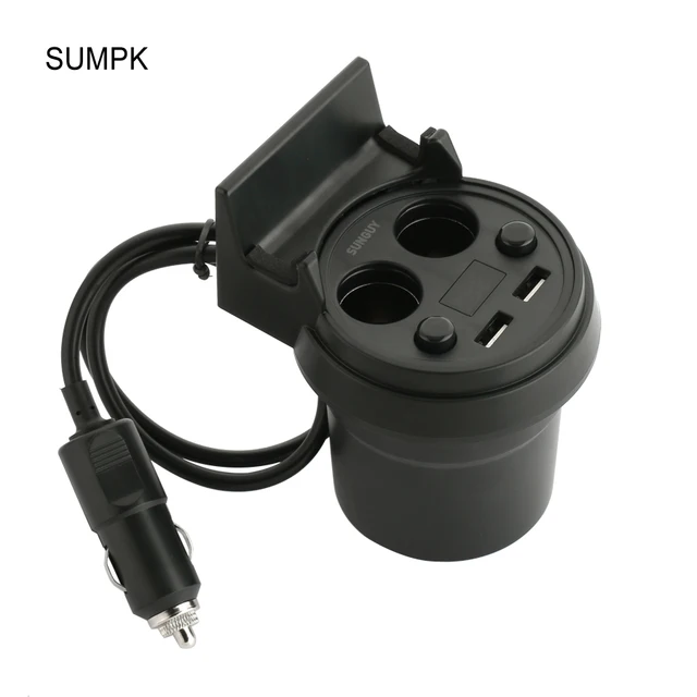 SUMPK 5V 3.1A Dual USB Car Charger & Cigarette Lighter Adapter LED display charger for iPhone