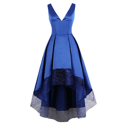 Elagant, высокие, низкие, Формальные платья, без рукавов, Королевский синий цвет, летнее макси платье, v-образный вырез, короткое спереди, длинное сзади, длинное женское платье для вечеринки - Цвет: 1