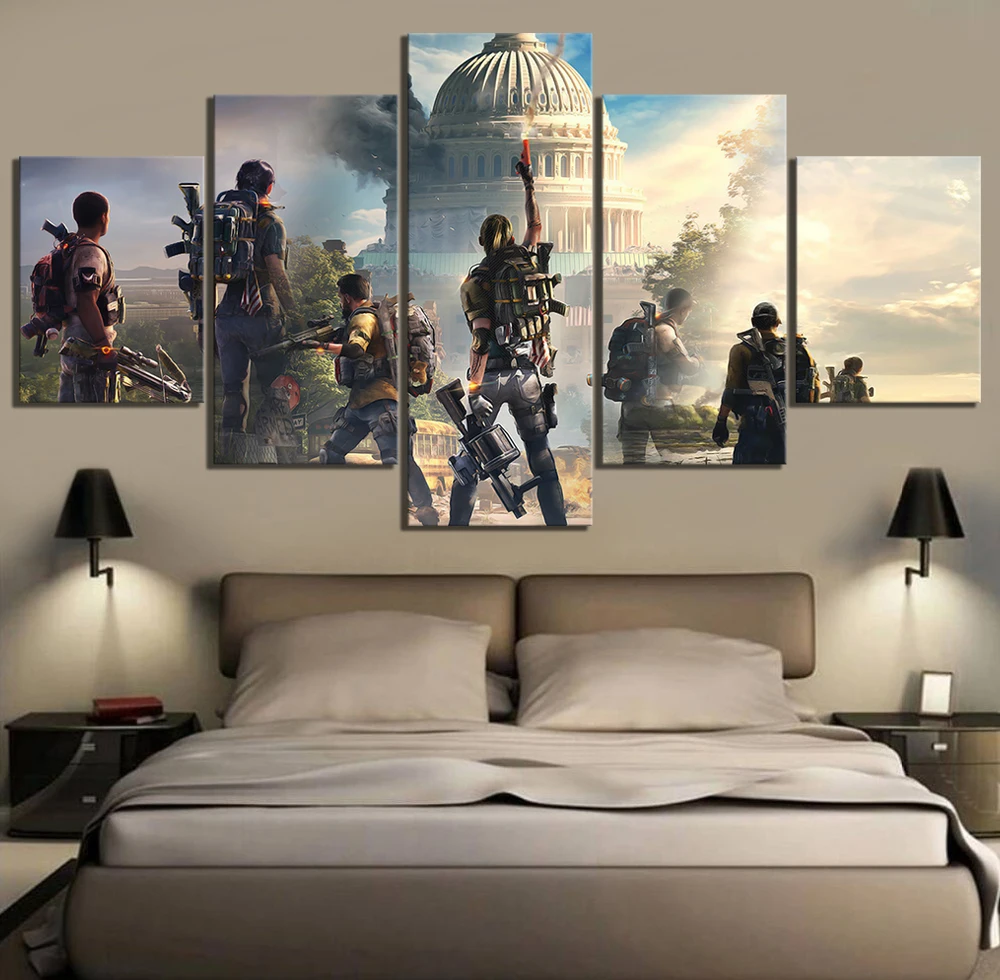 

5 Piece Tom Clancy's The Division 2 Games Art Wall Paintings for Home Decor