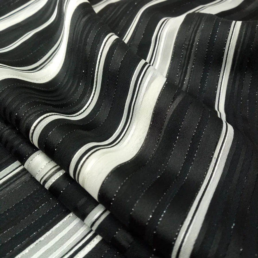 

metallic chiffon silky strips pearly metallic fabric dropping soft breathable DIY dress blouse fabric