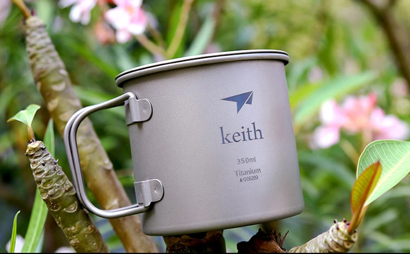 Copos com Tampa Copo de Água de Titânio Dobrável de Parede Copo de Acampamento ao ar Keith Titânio Cabo Simples Livre Caminhadas Viagem Canecas 220 ml 900 ml 26 Acampamento Ao Ar Livre Caminhadas Viagem Canecas