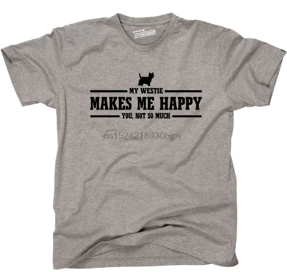 Хлопковая футболка модная TWILMH Hund Hunde MY WESTIE Make ME HAPPY WILSIGNS Siviwonder | Мужская одежда