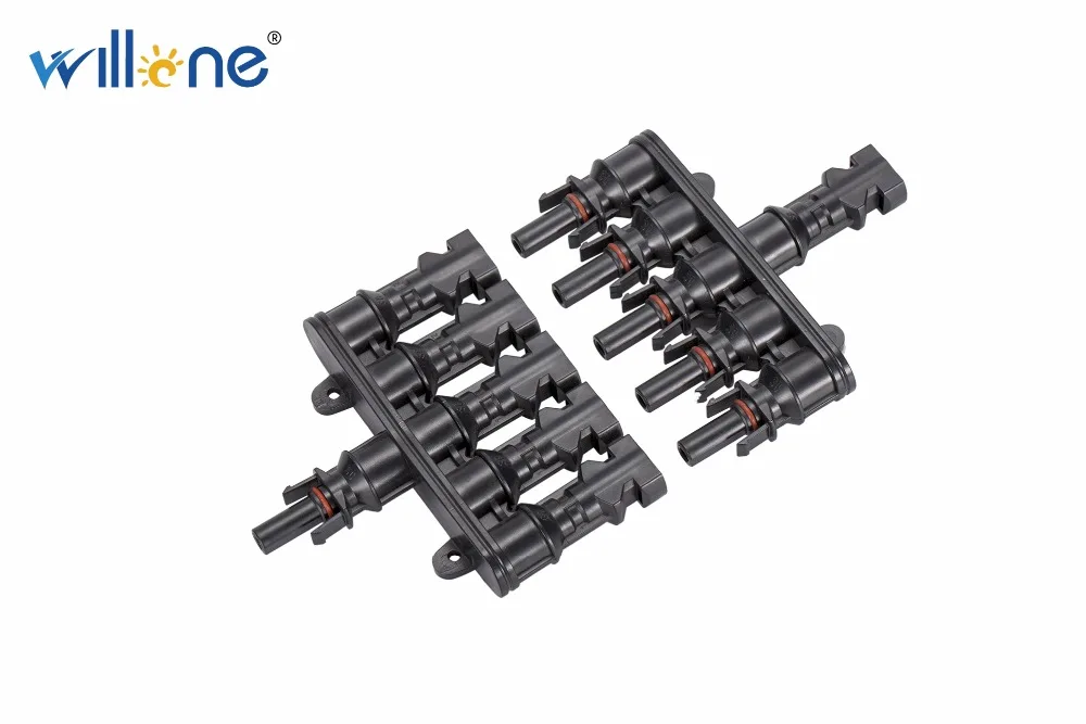 

Willone 1 pair free shipping 5 to 1 MC4 T Branch 30A Solar Panel Connector Cable Coupler Combiner MC4 Panel Wires Connection