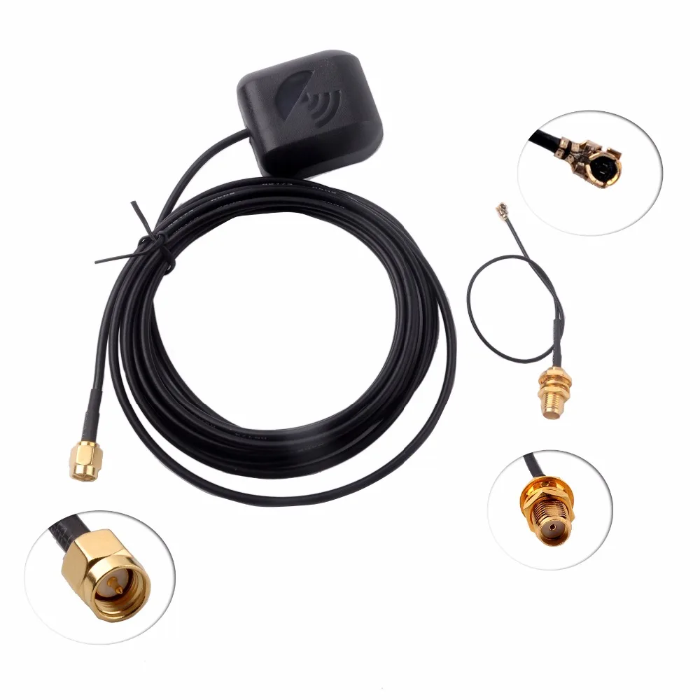 GPS 모듈 차량용 양방향 수신 증폭 신호 SMA용 GPS 안테나 28dB 이득, I-PEX-1 - SMA 암 안테나 어댑터 포함