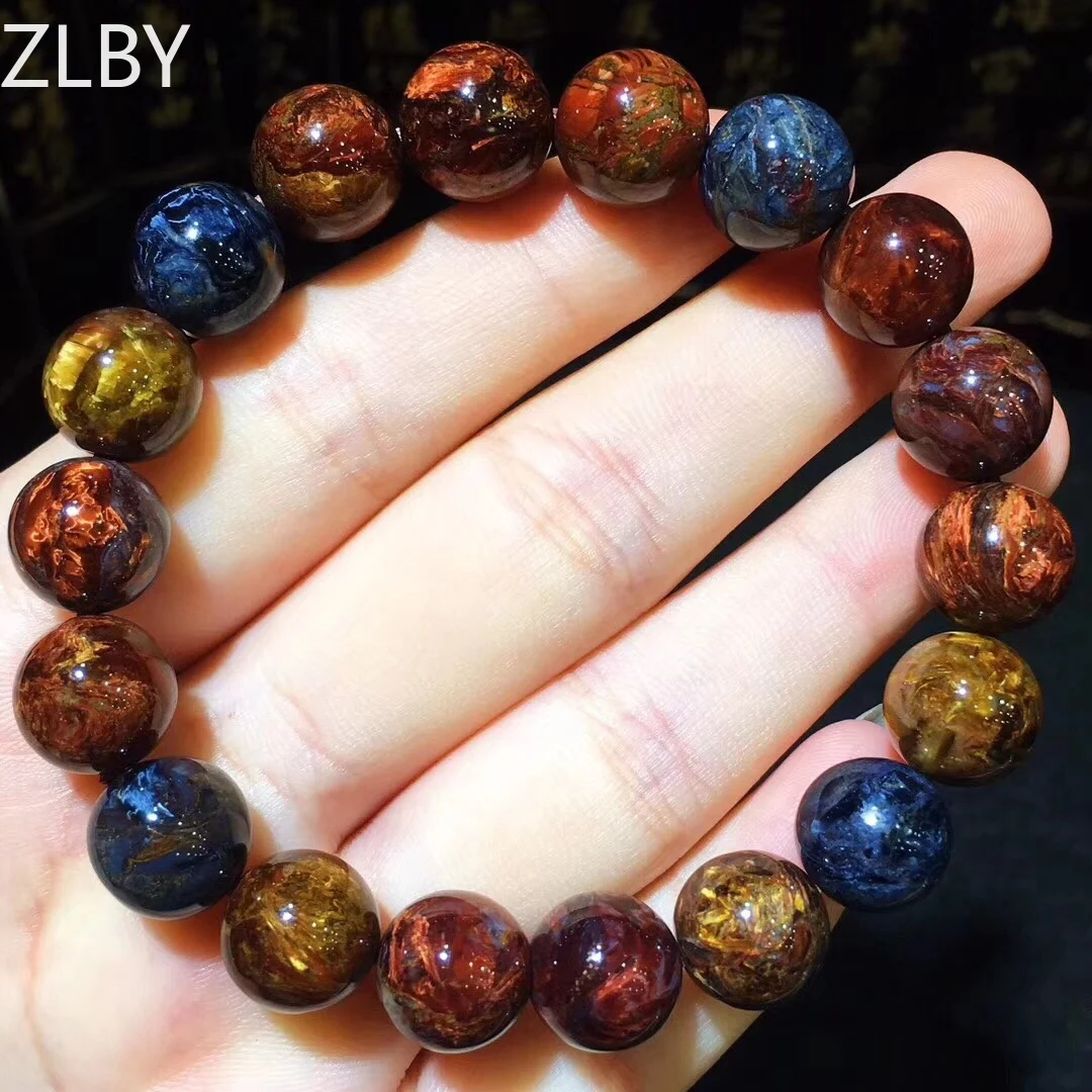 

B13627 11mm Natural Crystal Namibia Pietersite Bracelet Blue Red Beads Stone Round Bead Bracelets Man Women