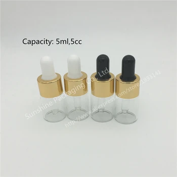 

Hot sale 50PCS 5ML Clear Glass Reagent Eye Dropper Drop Aromatherapy Liquid Pipette Bottle