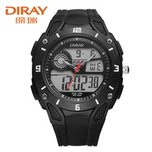Relogio masculino DIRAY Роскошный Двойной Дисплей Мужские Часы Мода Водонепроницаемые Спортивные Часы Силиконовые Военные Цифровые Часы Час Подарок