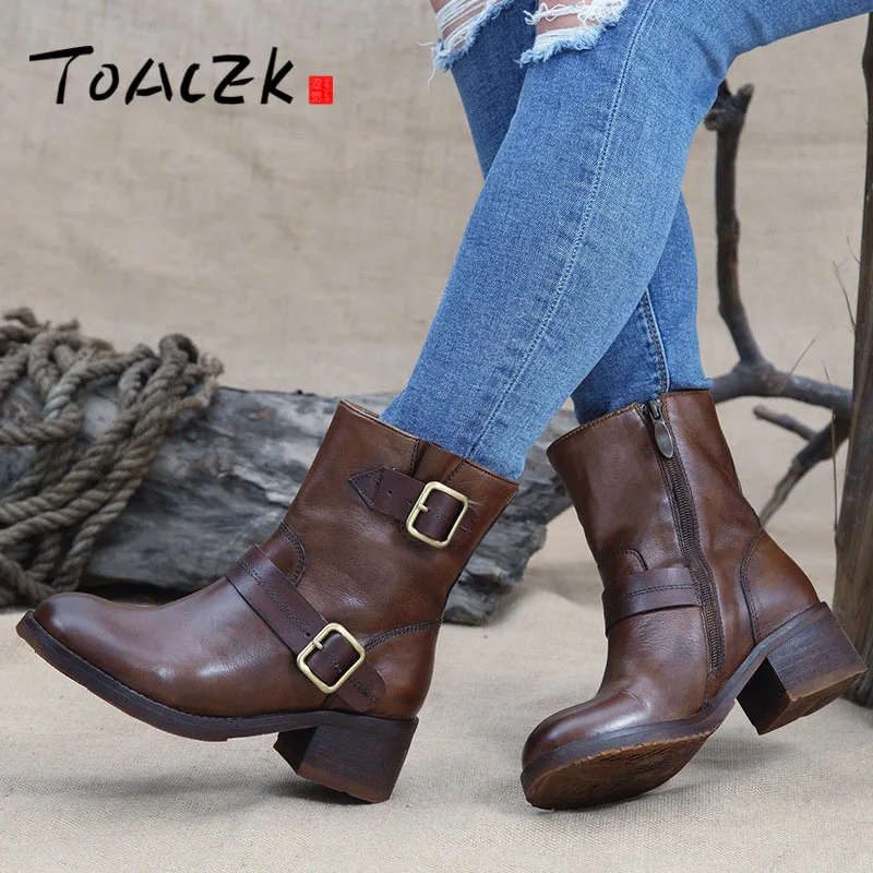 

Women Platform Ankle Boots Round Toe Lace-Up Winter Shoes Woman Genuine Leather Boots Ladies Autumn Boots