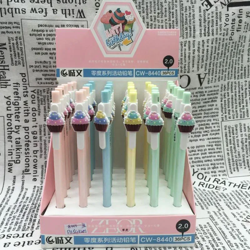 

4 Pcs Kawaii Cake Mechanical Pencil 2.0mm Pencil Refills Automatic Pencil with Pencil Sharpener Drawing Sketch Office Supplies