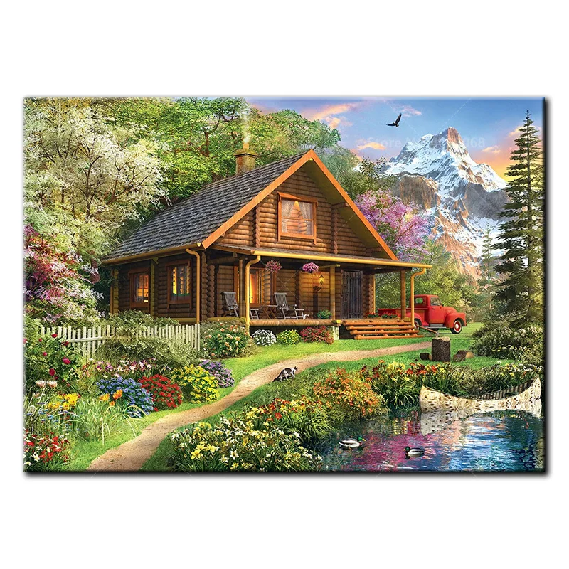

Full Square/Round diamond embroidery 5D DIY Diamond painting mountain cabin Cross Stitch Rhinestone Mosaic Decoration B1110