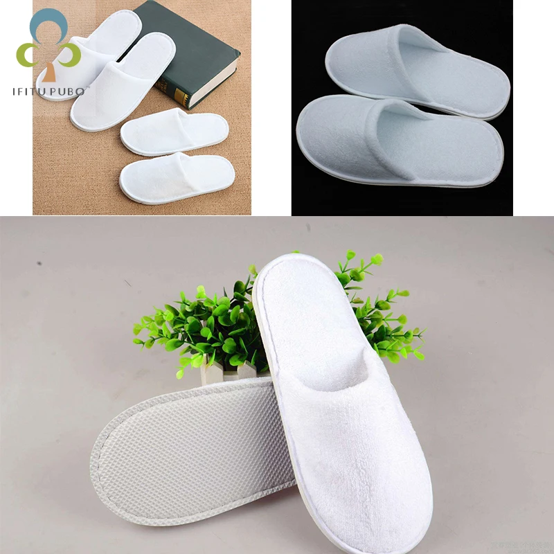 

Guest Shoes Kids And Adult Spa Hotel Travel Disposable Slippers Towelling Hotel Disposable Slippers in White RQX
