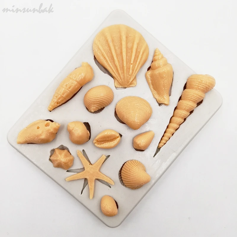 

minsunbak Marine Series Shell Conch Chocolate Mold Cake Decorated Fondant Mold DIY Gumpaste Baking Tools