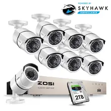 ZOSI, 1080 P, 8-канальная сетевая система видеонаблюдения PoE, 8 шт., 2 МП, для улицы, в помещении, IP камеры, CCTV, безопасность, NVR, комплект, 2 ТБ, HDD