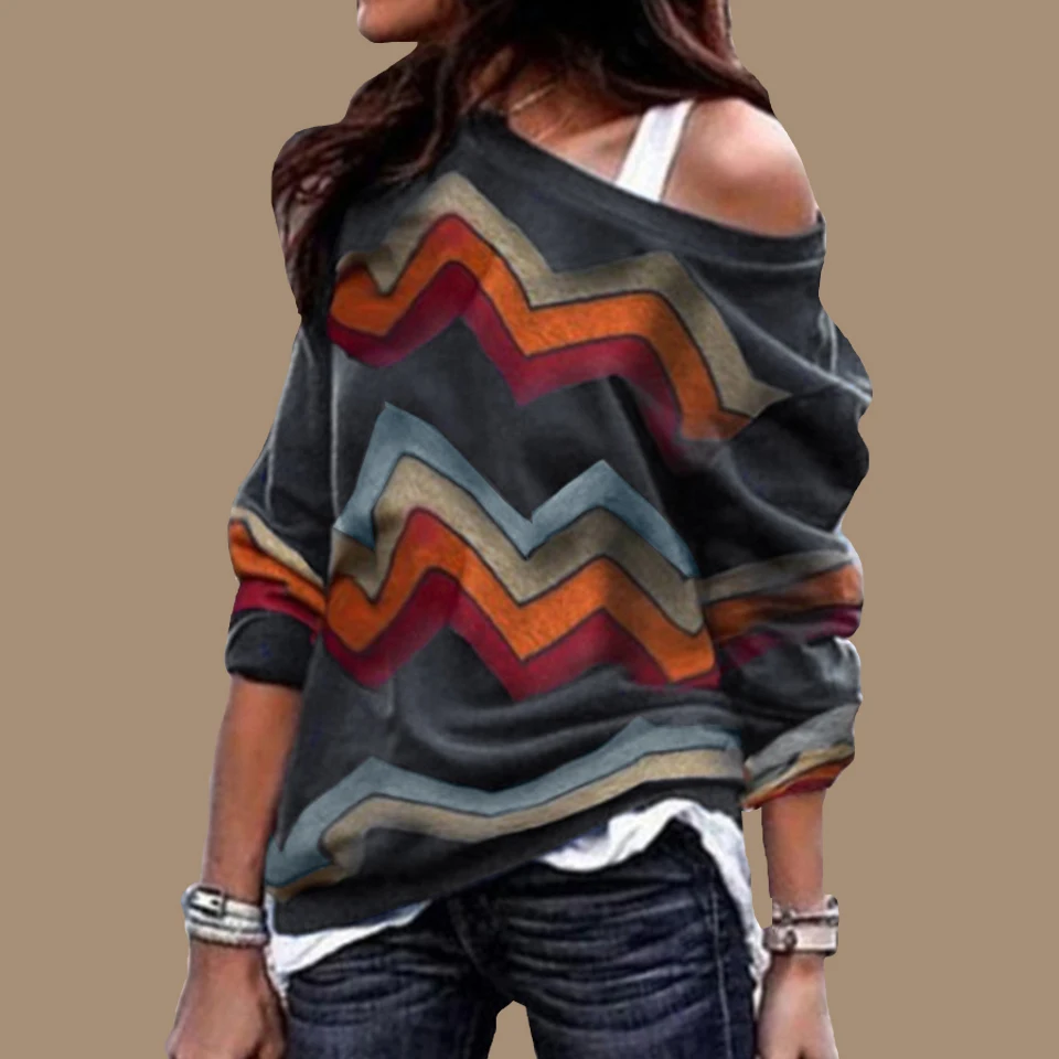 

Oversized Shoulder Cut Sweatshirt Stripe Hoodies Women Poleron Mujer 2019 Tunic Long Sleeve Cute Pullover Hoodie Streetwear