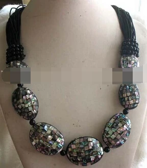 

08150 BIGGER !abalone shell AA egg &round necklace 20" beads