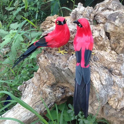 

artificial bird colourful red feathers magpie bird about 22cm loves magpie one pair prop,home garden decoration gift p1942