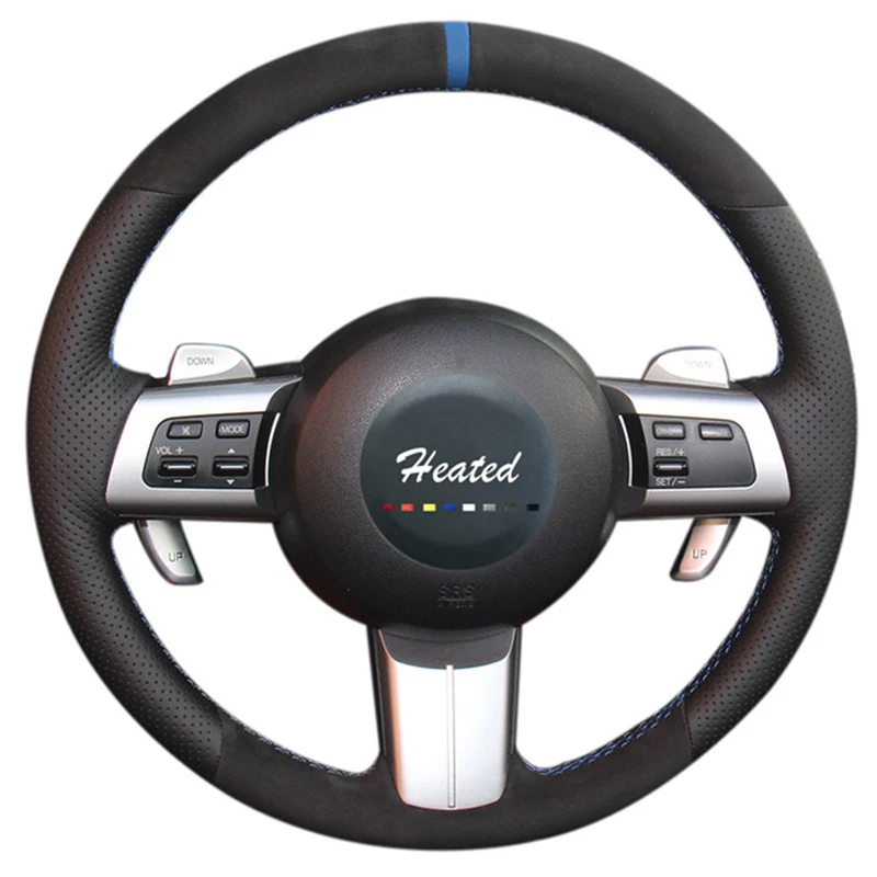 Black Leather Black Suede Car Steering Wheel Cover for Mazda MX-5 2009-2013