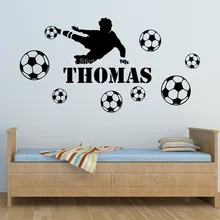 Клиент-сделано футболист дети персонализированные любое имя Спальня наклейка на стену Украшение Искусство Фреска Наклейка-вы выбираете имя