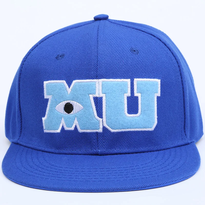 

2017 New Brand Pixar Movie Monsters University Sulley Mike MU Letters Baseball Blue Hat Baseball Caps One Piece Vestidos