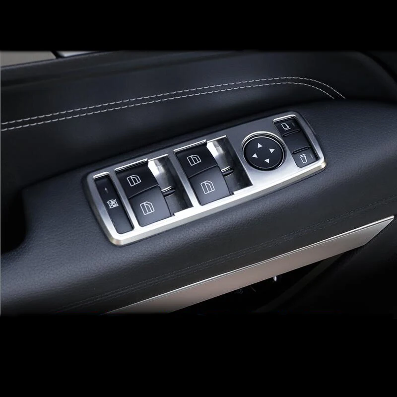 

Car Inner window glasses lifter button decoration Cover Frame stickers Accessories For Mercedes Benz E Class Coupe W207 C207