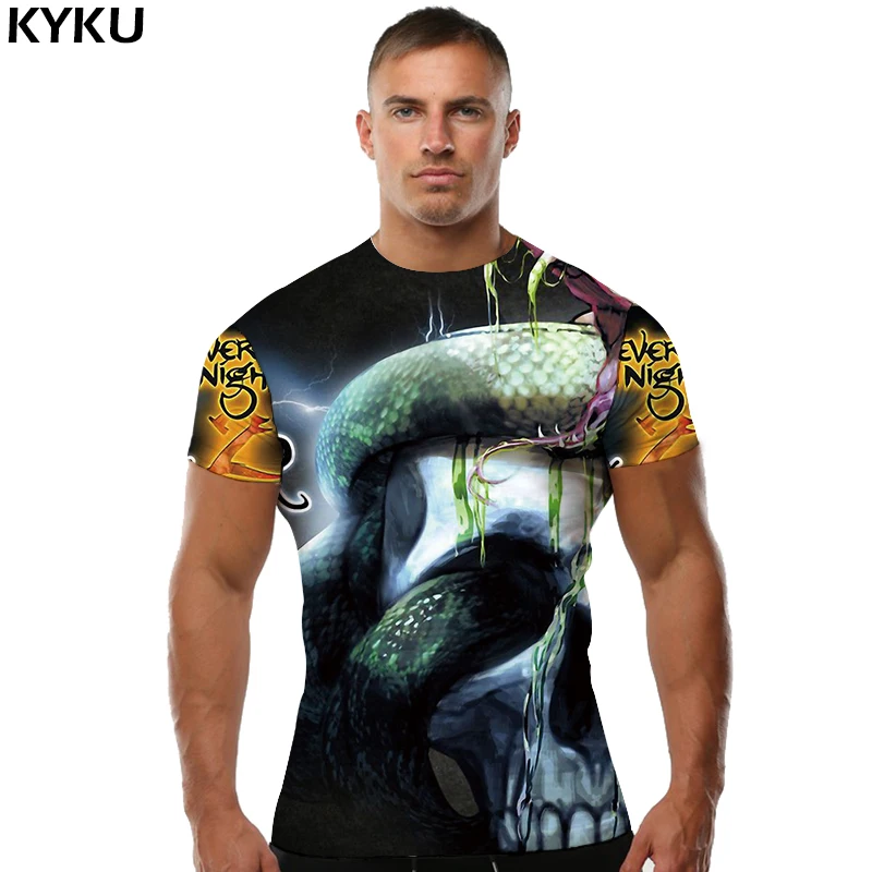 Мужская футболка с черепом KYKU Готическая принтом в стиле панк 2019|t-shirt top|top menskull t