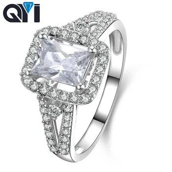 

QYI Trendy Eternal Finger ring 5A zircon Cz 925 Sterling silver Engagement Wedding Band Rings For Women bijoux Gift