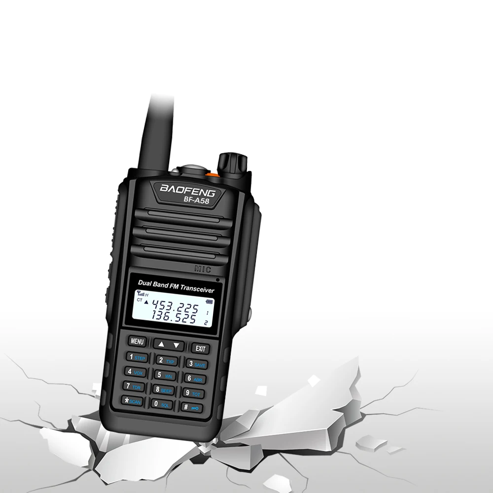 Rádio em Dois Estação de Rádio Ip68 à Prova Baofeng Walkie Talkie 128ch Banda Dupla Uhf Vhf Sentidos Handheld fm Transceptor cb Ham Bf-a58 D12água 5 Walkie-talkie