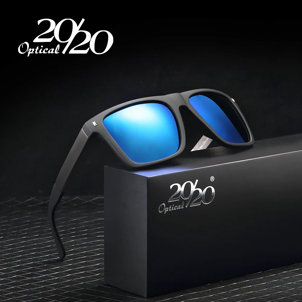 20/20 Brand Retro Sunglasses Men Polarized Square Metal Fram