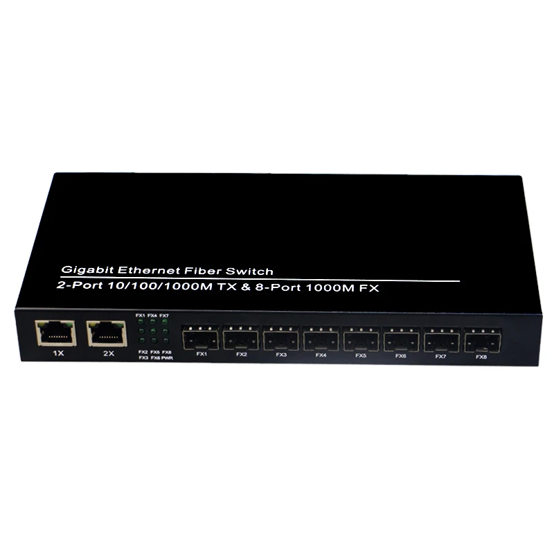 Гигабитный sfp медиаконвертер 8 SFP 2 1000 Мбит/с RJ45 ethernet коммутатор 1000 Мбит/с оптоволоконный медиаконвертер