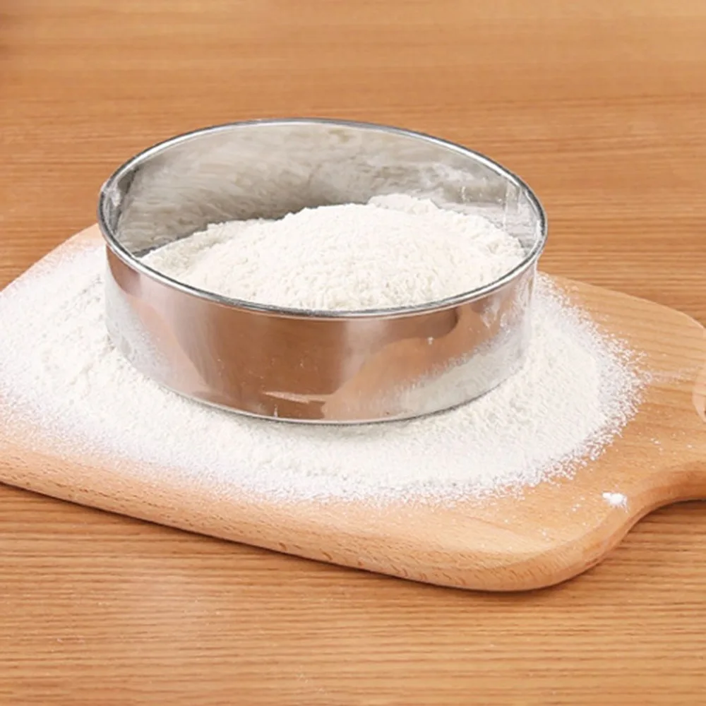 Round Flour Mesh Sifter Handheld Sifting Sieve Stainless Steel Flour