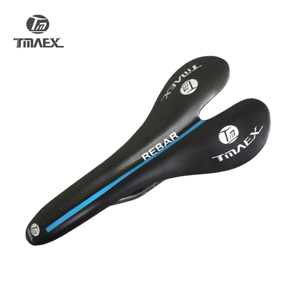 

TMAEX- Full 3k Carbon Saddle Black/Blue Matte Cycling Road Bicycle Seat Super Light Mountain Bike Parts Front Seat Mat 100g
