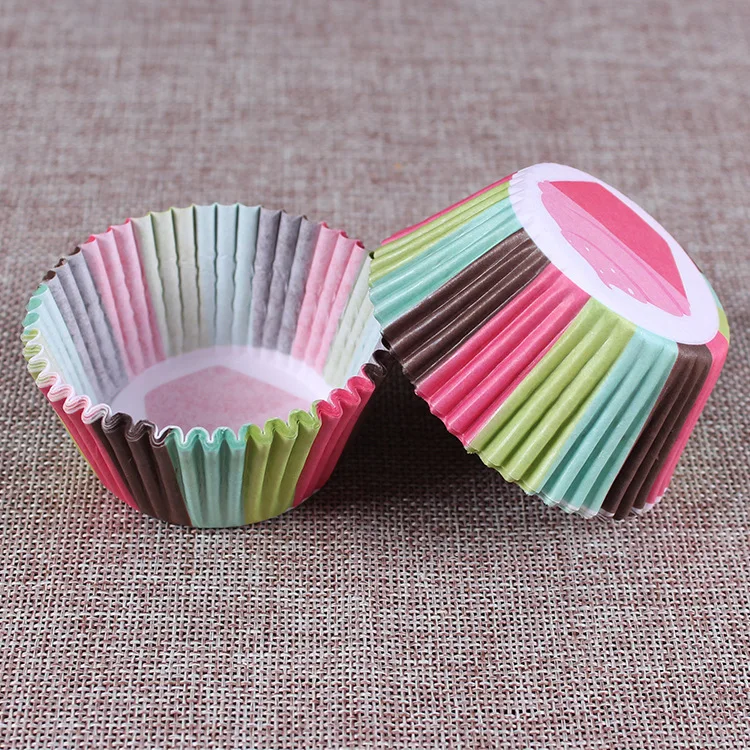 100pcs Rainbow cak cupcake paper liners Muffin Cases Cup Cake Baking egg tarts tray kitchen