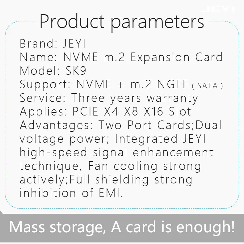 JEYI SK9 m.2 расширение NVMe адаптер NGFF поворот PCIE3.0 Вентилятор охлаждения SSD двойной добавить на карту SATA3 с вентилятором алюминиевая крышка емкости