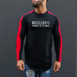 Весенняя Беговая футболка мужская с длинным рукавом фитнес Rashgard тонкая спортивная футболка из хлопка пэчворк дышащая спортивная одежда