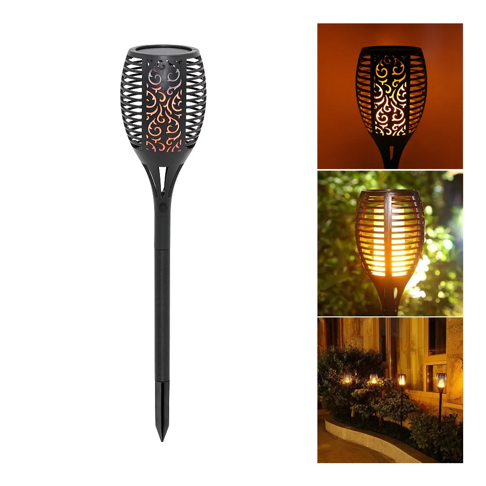 Outdoor Solar Flame Lamp Flickering Fire Effect Torch 3 Mode LED light