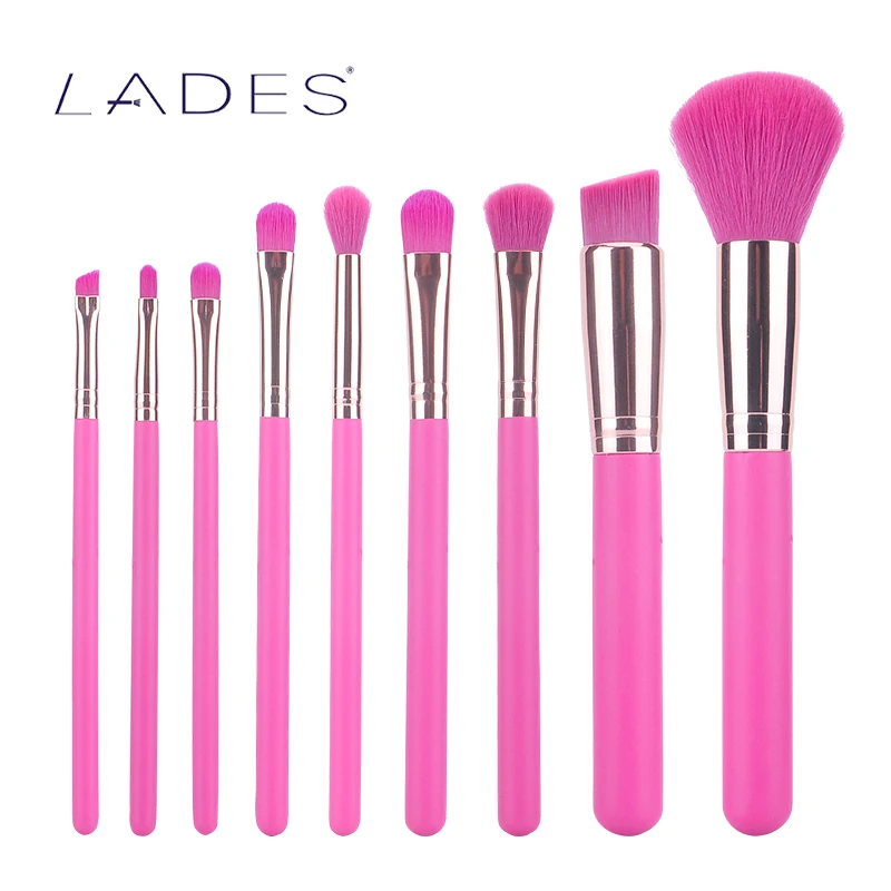 

LADES Professional Makeup Brush Set 9pcs With Red Synthetic Hair Makeup Brushes Powder Makeup Tools Kit New Arrival