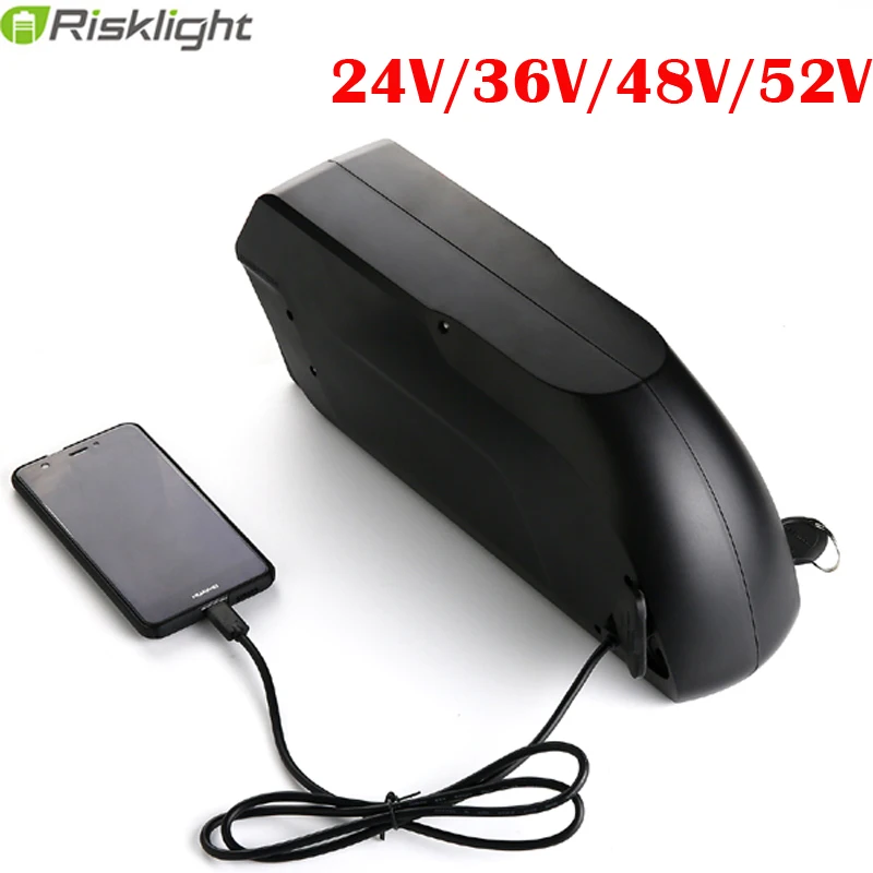 Аккумуляторная литиевая батарея tiger shark 36 В 48 в 52 10 Ач 15 20 18650 USB для
