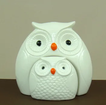 

Creative Porcelain Owl Figurines Abstractive Ceramics Mother and Baby Statue Decoration Craft Gift for Mother's Day and Birthday
