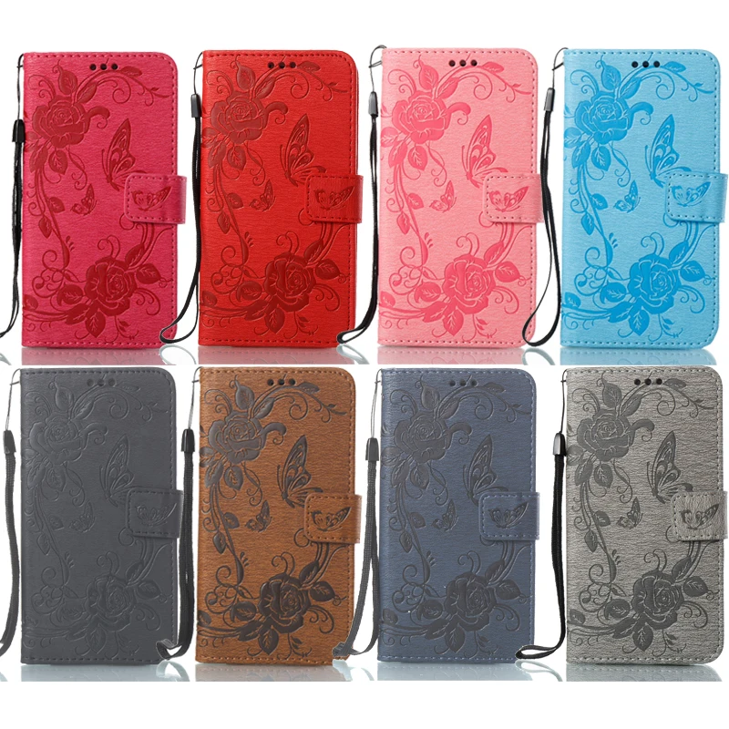 

Leather Butterfly Flower Flip Wallet Soft Phone Silicone Cover Shell Coque Fundas for Huawei P8 Lite 2017 P9 Lite Y625 Cases