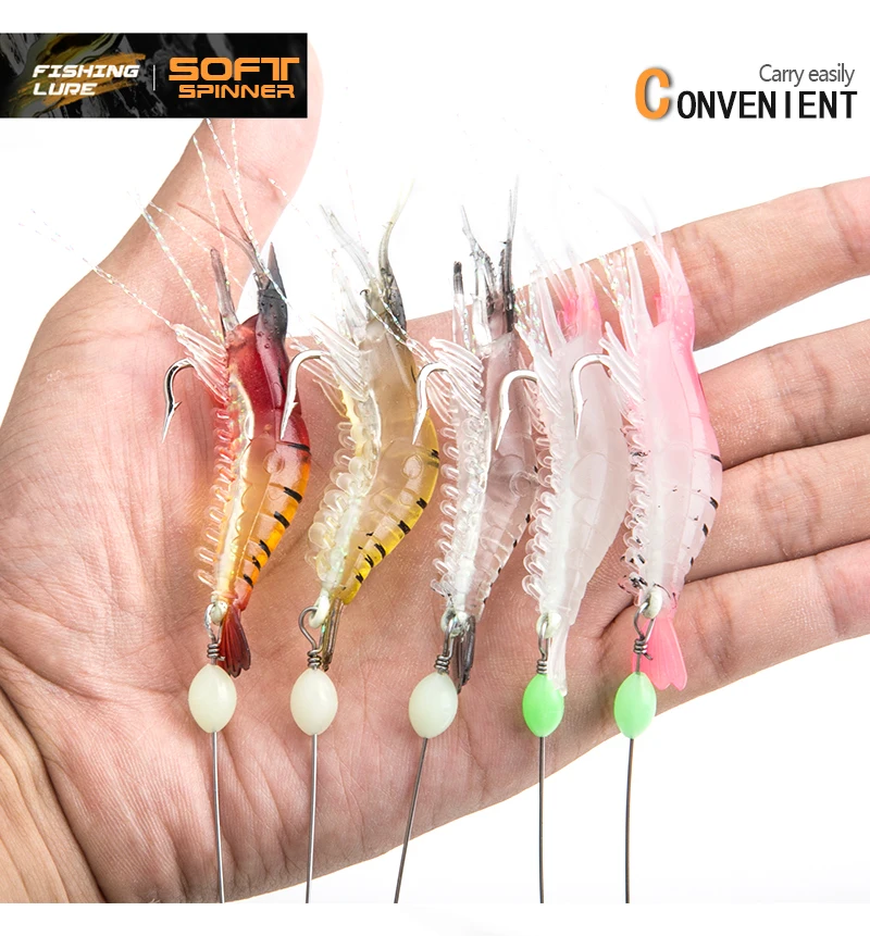 Shrimp Soft Lure 9cm6g Fishing Artificial Bait With Glow Hook Swivels Anzois Para Pesca Sabiki Rigs Fishing Lure (7)