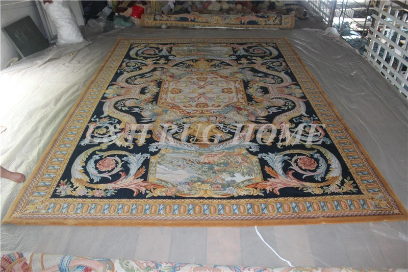 

Free shipping 10'x14' 90Line Savonnerie rug, hand knotted woolen Savonnerie carpet