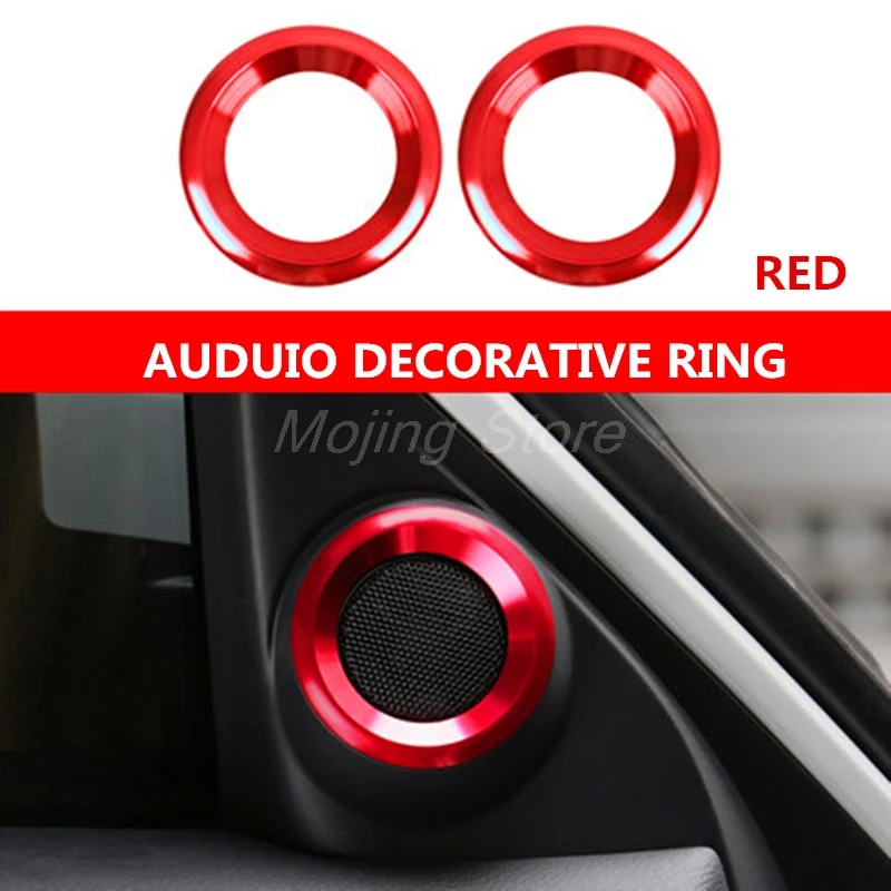 Для Honda Civic 10th 16/17/18 звук Рог декоративное кольцо декоративная наклейка в виде полосы автомобильного кондиционера, выключатель ручка - Название цвета: A-RED