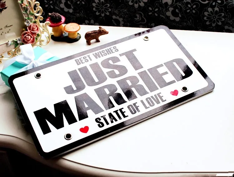 

Custom!!! 2019 New fashion Wedding car decoration wedding room decor wedding favors -JUST MARRIED - license plate free shipping