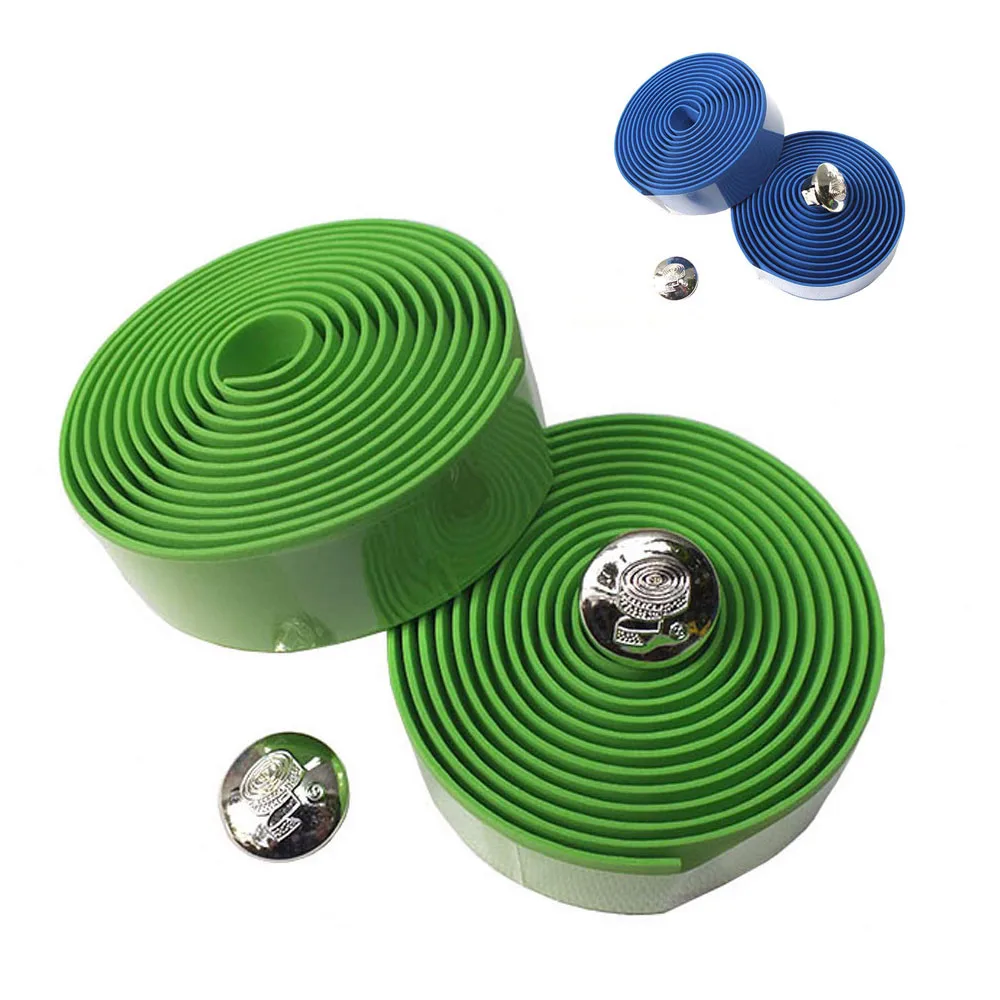 

Outdoor Sports Cycling Handle Belt Bike Bicycle Cork Handlebar Tape Wrap +2 Bar Plug Riding Accessories Green Blue New Hot N10