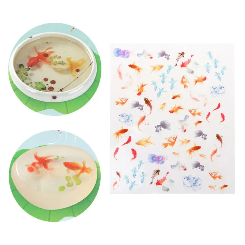 

3D Goldfish Clear Film Resin DIY Stickers Water-Like Painting Jewelry Making