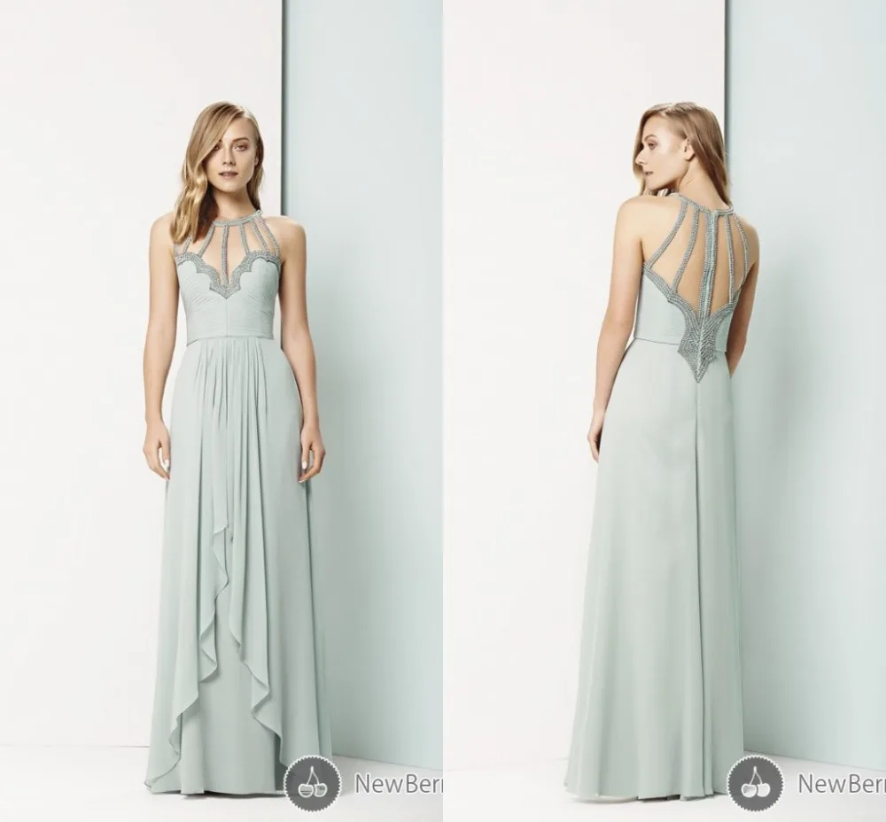 12Long Evening Dresses O Neck Vestidos De Festa A Line Off The Shoulder Vestido Longo Sleeveless Chiffon Floor Length | Свадьбы и