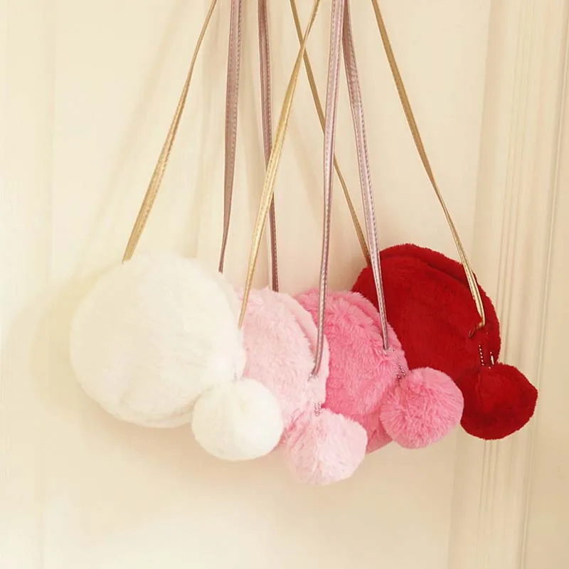 

Faux Fur Children Bag For Girl Purse and Handbag Kid Wallet Kawaii Ball Baby Toddler Mini Shoulder Bag 6H0111