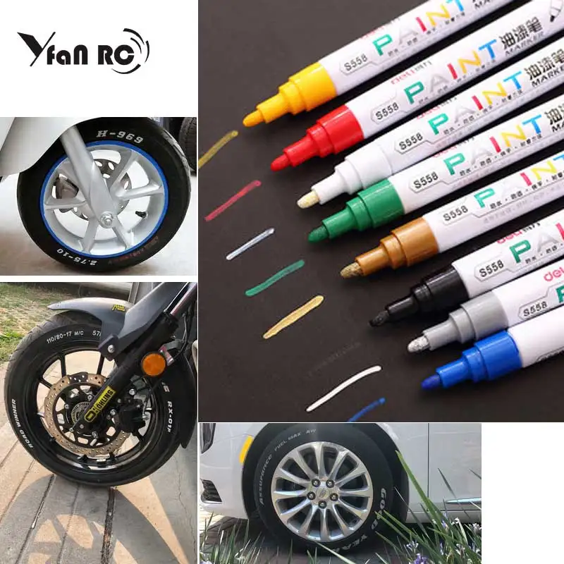 Yfan RC 2 шт. 8 цветов дополнительная шина для радиоуправляемого Автомобиля Краска Рисование маркером Ручка инструмент для RC автомобиль