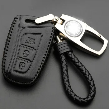 

For Hyundai Santa Fe 2013 Car Styling Auto Key Cover Genuine Leather Remote Key Case For Hyundai Grand Santa Fe 2015 Accessories